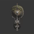 Steampunk Vintage Airship Model With Leather Fabric And Metal Structure Design