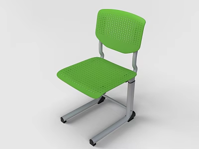 Modern Green Perforated Plastic Single Chair With Metal Frame And Wheels 3d model