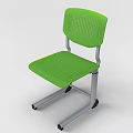 Modern Green Perforated Plastic Single Chair With Metal Frame And Wheels