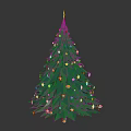 Festive Green Decorated Christmas Tree With Star Topper And Colorful Lights