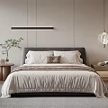 Modern Minimalist Bedroom Interior Design With Bed Plants Lighting And Large Window Carpet