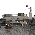 Quiet Sofa Tea Table Combination Sofa Coffee Table 3d model