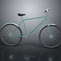 Teal Minimalist Bicycle With Black Seat And Silver Wheels On Gray Background