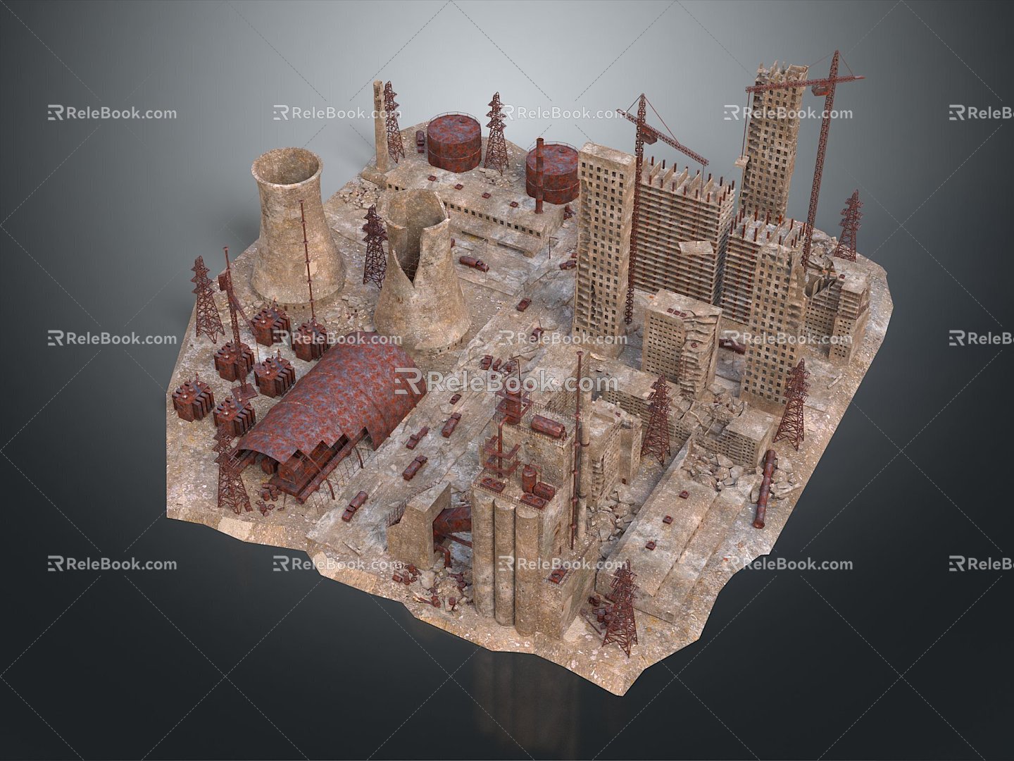 Industrial LOFT Cartoon Construction Construction Site Aerial View of Construction Site 3d model