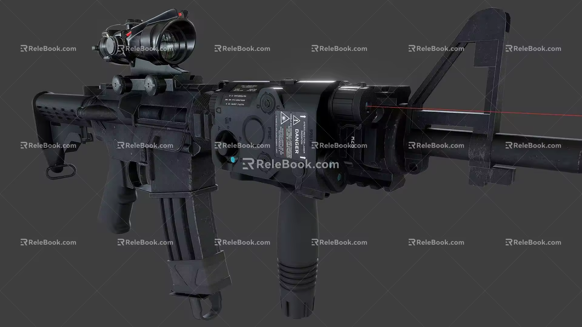 M4 carbine and scope 3d model