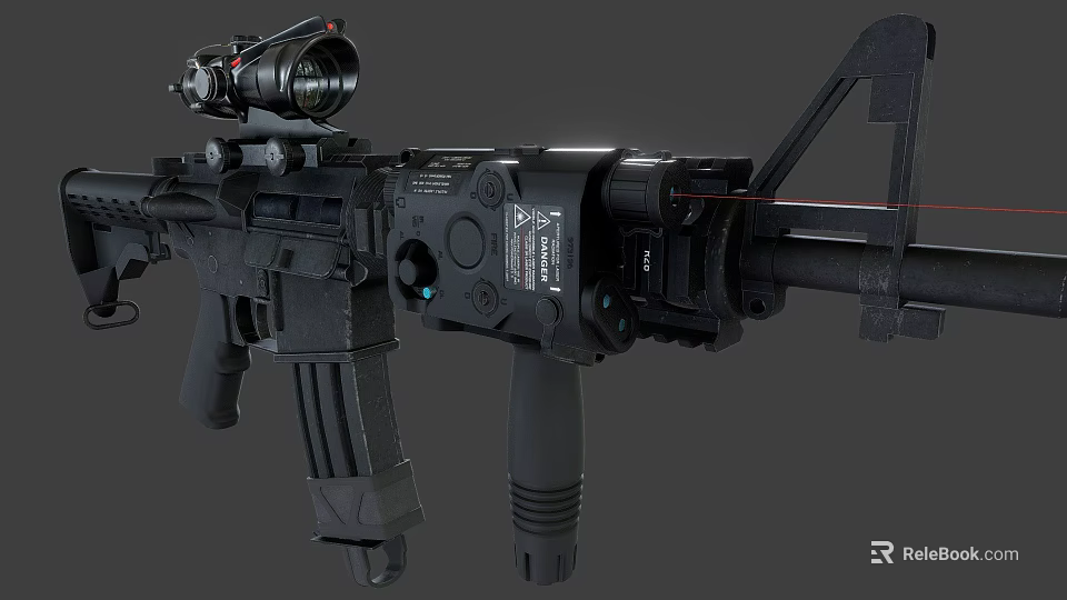 Modern Tactical Rifle With Scope Red Laser Sight And Ergonomic Grip Design Features 3d model 