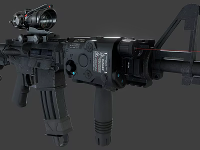 Modern Tactical Rifle With Scope Red Laser Sight And Ergonomic Grip Design Features 3d model