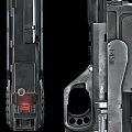 Modern Tactical Handguns As Advanced Weapon Design With Metallic Finish And Red Indicators