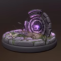 Mystical Portal Structure With Purple Glow Stone Arch And Vines On Base Design