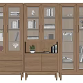 Modern Wooden Bookcase With Glass Doors Display Shelves And Storage For Books Decor Items