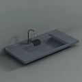 Modern Minimalist Gray Stone Washbasin with Integrated Countertop and Faucet