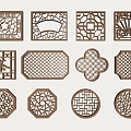 Chinese-style openwork window grilles pane retro window openwork window round window 3d model