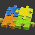 Colorful Puzzle Pieces Assembled Furniture Design With Various Bright Colors