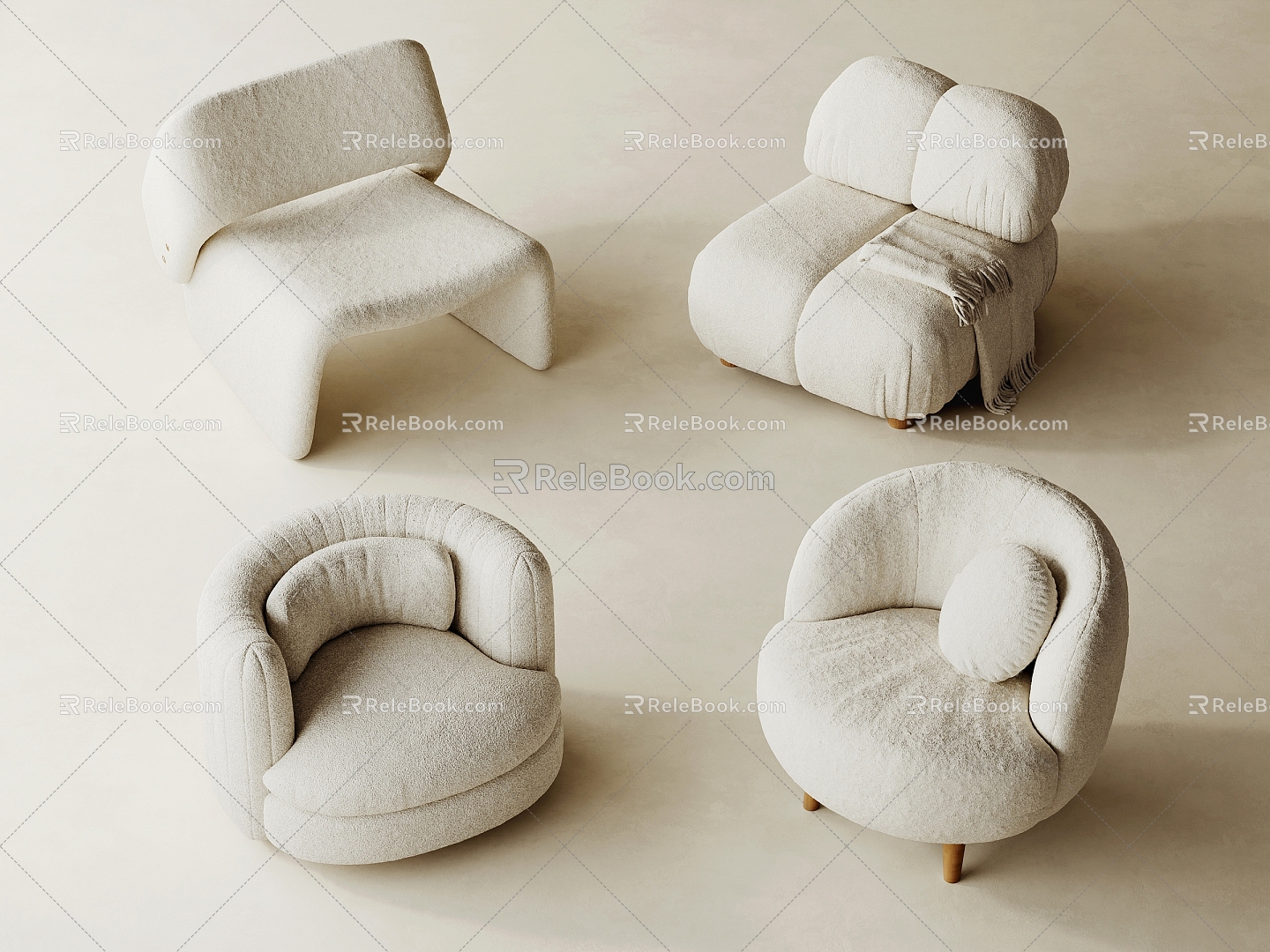 Modern sofa stool combination 3d model