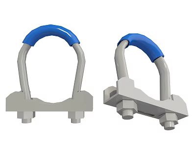 Fire Equipment Metal Mounting Clamps With Blue Handles For Safety Purposes 3d model
