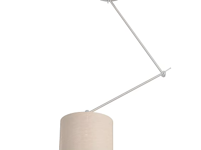 Modern Pendant Light With Adjustable Metal Rod And Beige Fabric Shade 3d model