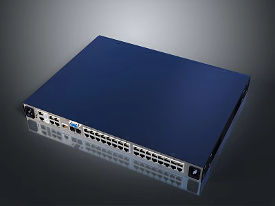 High Performance Blue Enterprise Network Switch With Multi Port High Speed Ethernet Ports Design 3d model