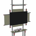 Modern TV Stand Design With Multi Tier Glass Shelves And Metal Frame