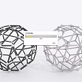 Geometric Spherical Decorative Ornament Set With Black And Silver Metal Frames
