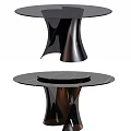Modern Black Dining Table With Glass Top And Unique Curved Base Design 3d model
