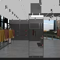 Modern Clothing Store Interior With Hanging Clothes Mirrors Lighting And Cactus