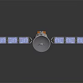 Cartoon Satellite Scene With Solar Panels Orange White Body And Antenna Design