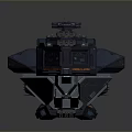 Futuristic Spaceship Model With Detailed Blue Orange Design And Complex Structural Features