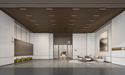 The entrance hall on the ground floor of the modern hall 3d model