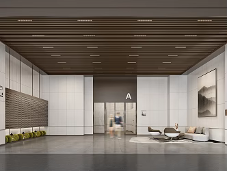 The entrance hall on the ground floor of the modern hall 3d model