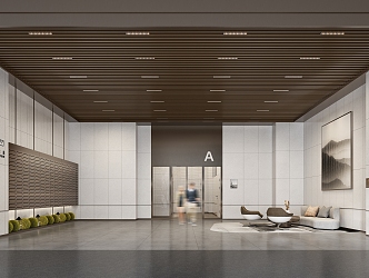 The entrance hall on the ground floor of the modern hall 3d model