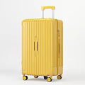Vibrant Yellow Hard Shell Suitcase With Retractable Trolley Handle And Striped Texture Surface 3d model
