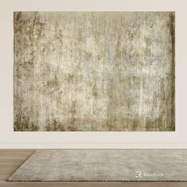 Square Vintage Textured Rug In Neutral Tones 3d model 