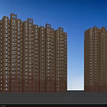 Modern Multiple High Rise Residential Buildings Exterior With Blue Sky Background