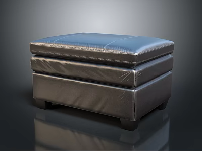 Modern Leather Ottoman With Tufted Top And Sturdy Base For Living Room Decor 3d model