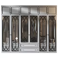 Modern Stylish Wardrobe With Arched Glass Doors And Drawers For Clothing Storage
