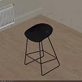 Modern Black Bar Stool with Metal Frame in Minimalist Interior Design 3d model
