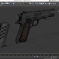 Pistol M1911 Pistol semi-automatic pistol low face number low model simple model game sub-era film and television level super realistic 3d model