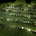 Decorative Outdoor Lights With Various Designs Arranged On Green Grass For Night Illumination