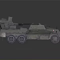Armored Six Wheeled Military Vehicle With Mounted Cannon And Military Green Exterior Design