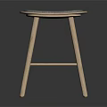 Light Wooden Bar Stool With Gray Cushioned Seat And Simple Modern Design