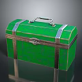 Green Wooden Storage Box With Metal Straps And Handle For Home Organization