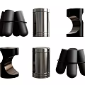 Modern Design Stools With Various Unique Shapes And Metal Black Finishes