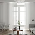 Elegant White Striped Sheer Curtains For Bright Living Room Floor To Ceiling Windows
