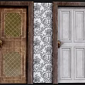Variety Of Elegant Swing Doors Featuring Wooden Panels Glass Inserts And Patterned Wallpaper