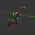 Green Military Helicopter With Rotors Cockpit And Detailed Fuselage Design