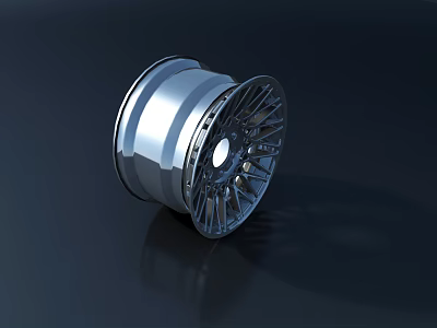 Shiny Silver Automotive Wheel Rim With Metallic Spokes And Modern Design 3d model