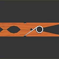 Orange Wooden Clothespin A Practical Household Item With White Spring 3d model