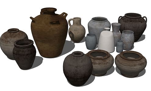 Quiet Pottery Pottery Pot Earth Pot Ornaments Gardening Pieces 3d model