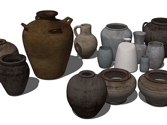 Quiet Pottery Pottery Pot Earth Pot Ornaments Gardening Pieces 3d model