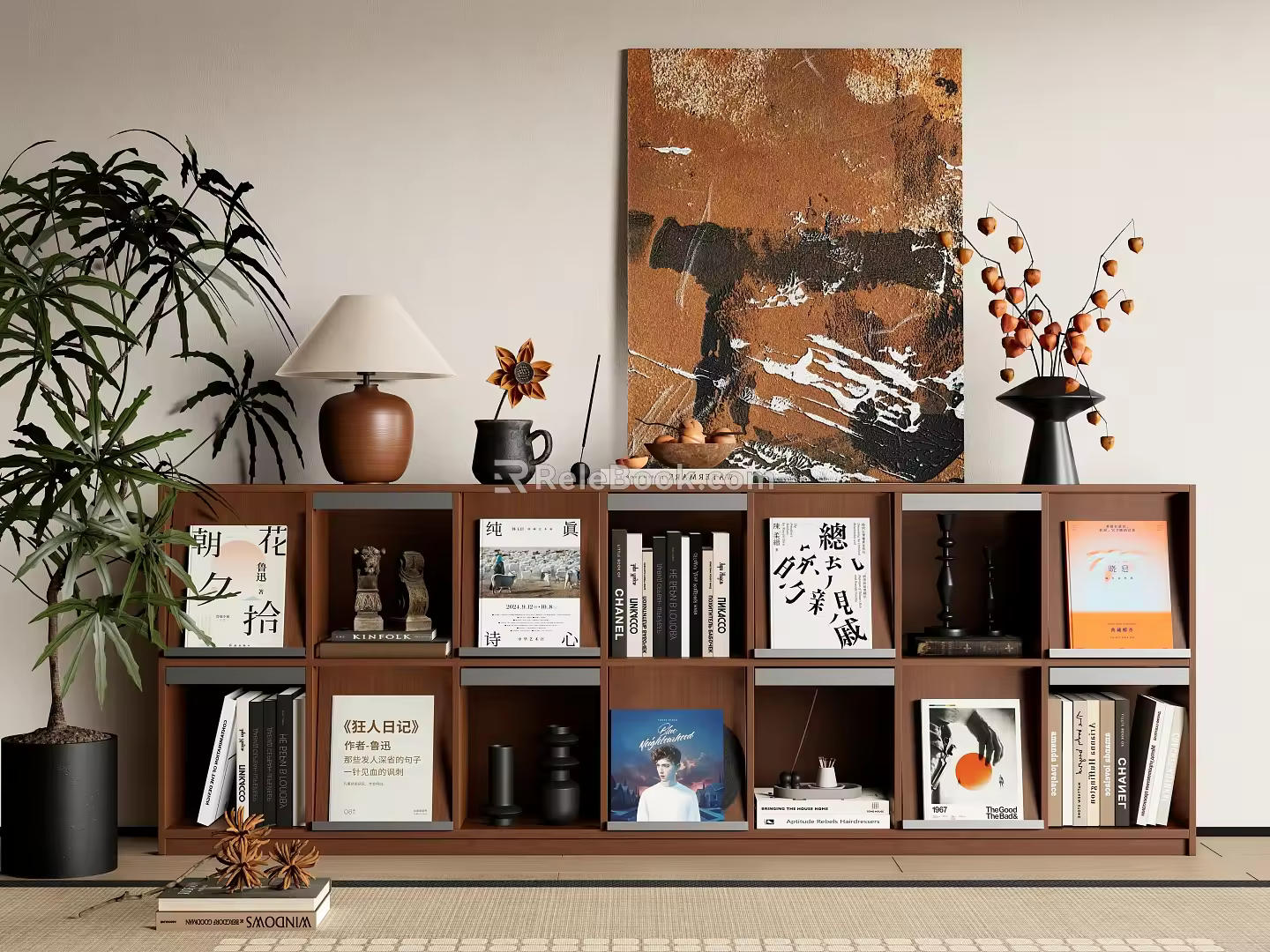 Middle Ancient Bookcase Modern Middle Ancient Bookcase Low Cabinet Decorative Cabinet 3d model